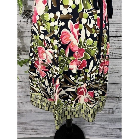 Talbots Skirt sz 6 Petite Pink Green Floral Tropical Knee Pleated Cottage Core - Picture 6 of 11